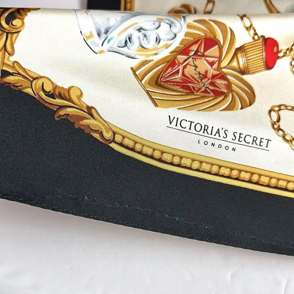 Victoria's Secret London Silk Perfume Chain Print Square Scarf